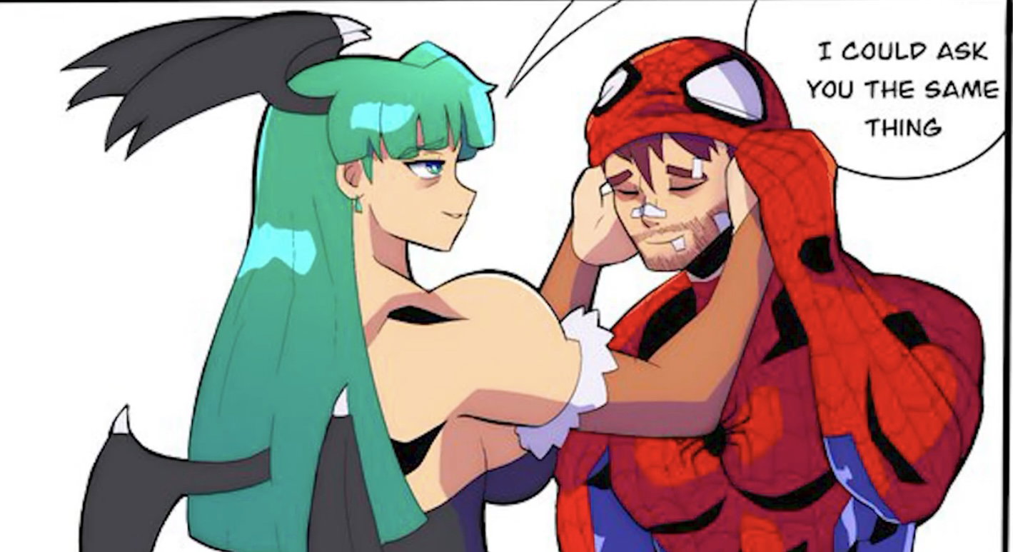 Spider-Man and Morrigan care for each other | Marvel VS Capcom Comic Dub