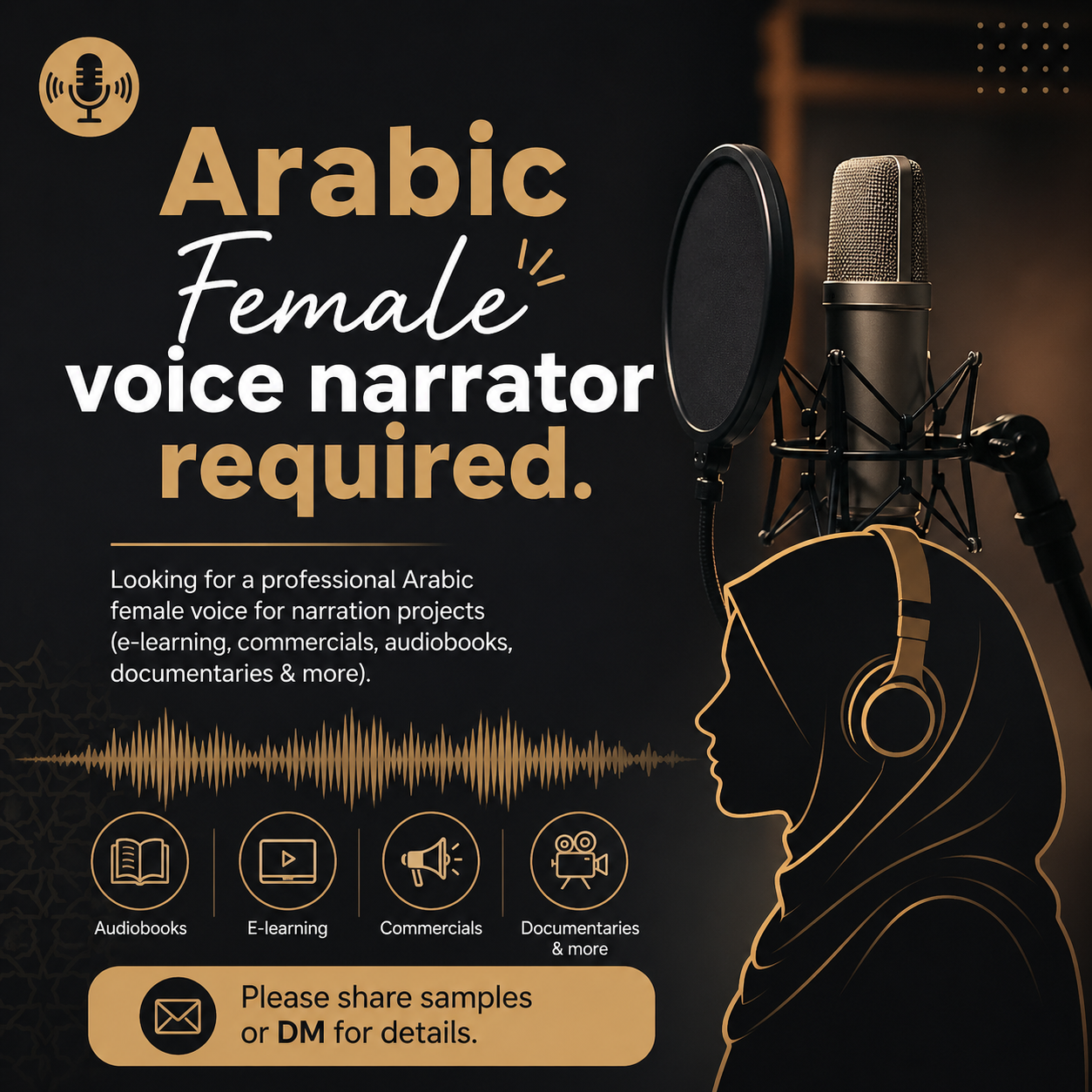 I’m seeking a female Arabic voice narrator for this project