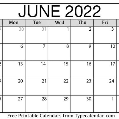 June 2022 Calendar
