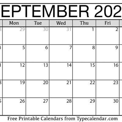 September Calendar 2022